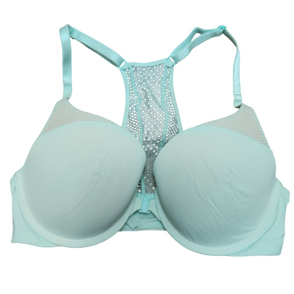 Victorias Secret Bra T-Shirt Push Up Full Coverage Mesh Racerback Mint Green 32C